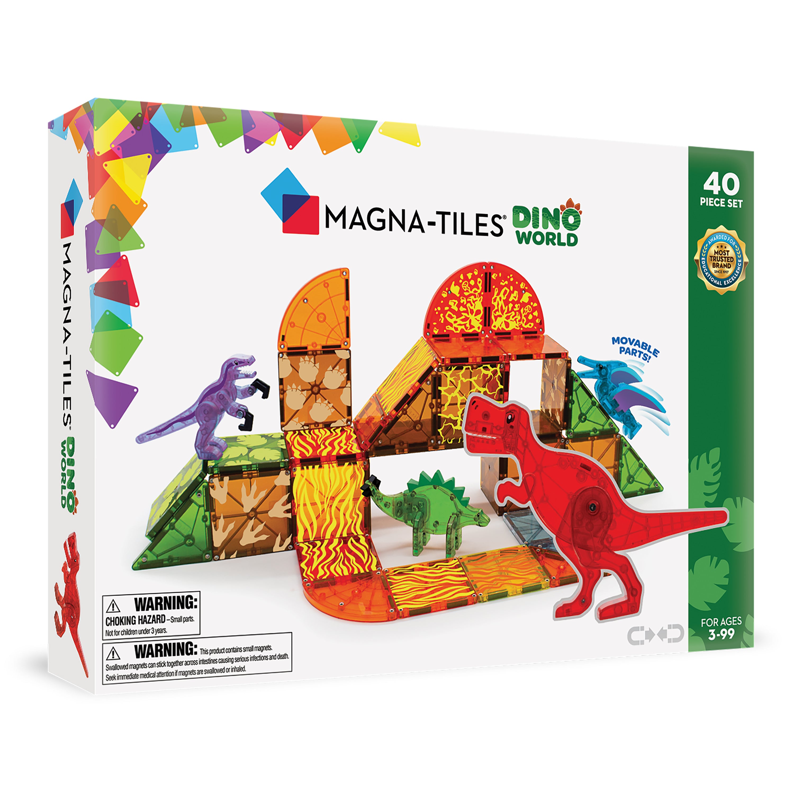 MAGNA-TILES® Dino World 40-Piece Set – Magnetic Dinosaur Toy Set