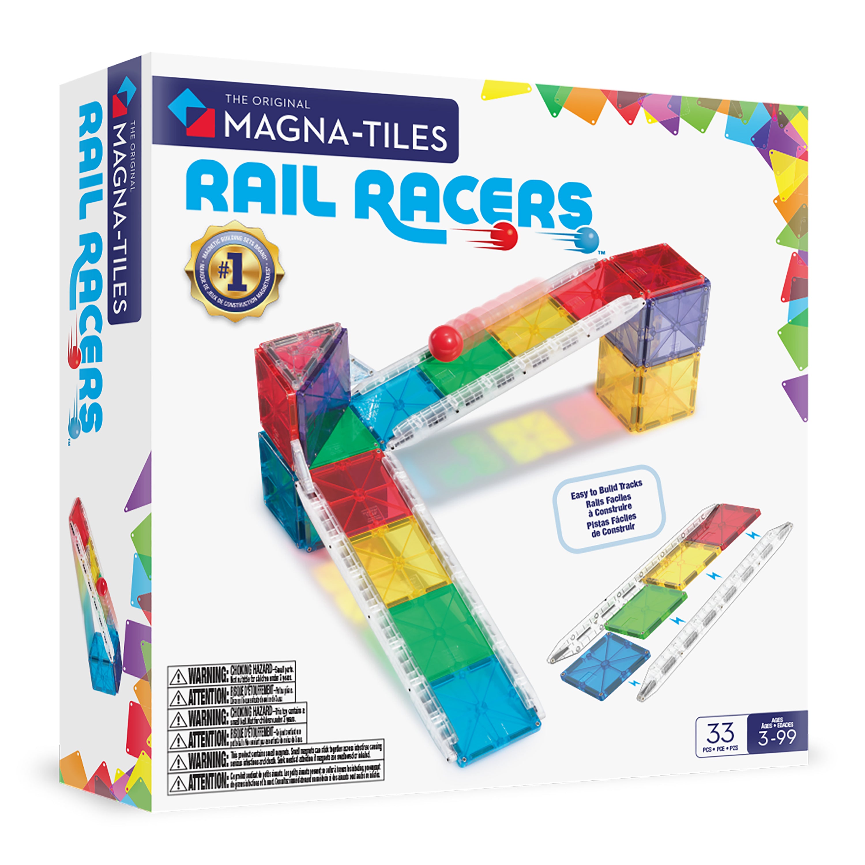 MAGNA-TILES® Rail Racers 33-Piece Set – Magnetic Building Toy
