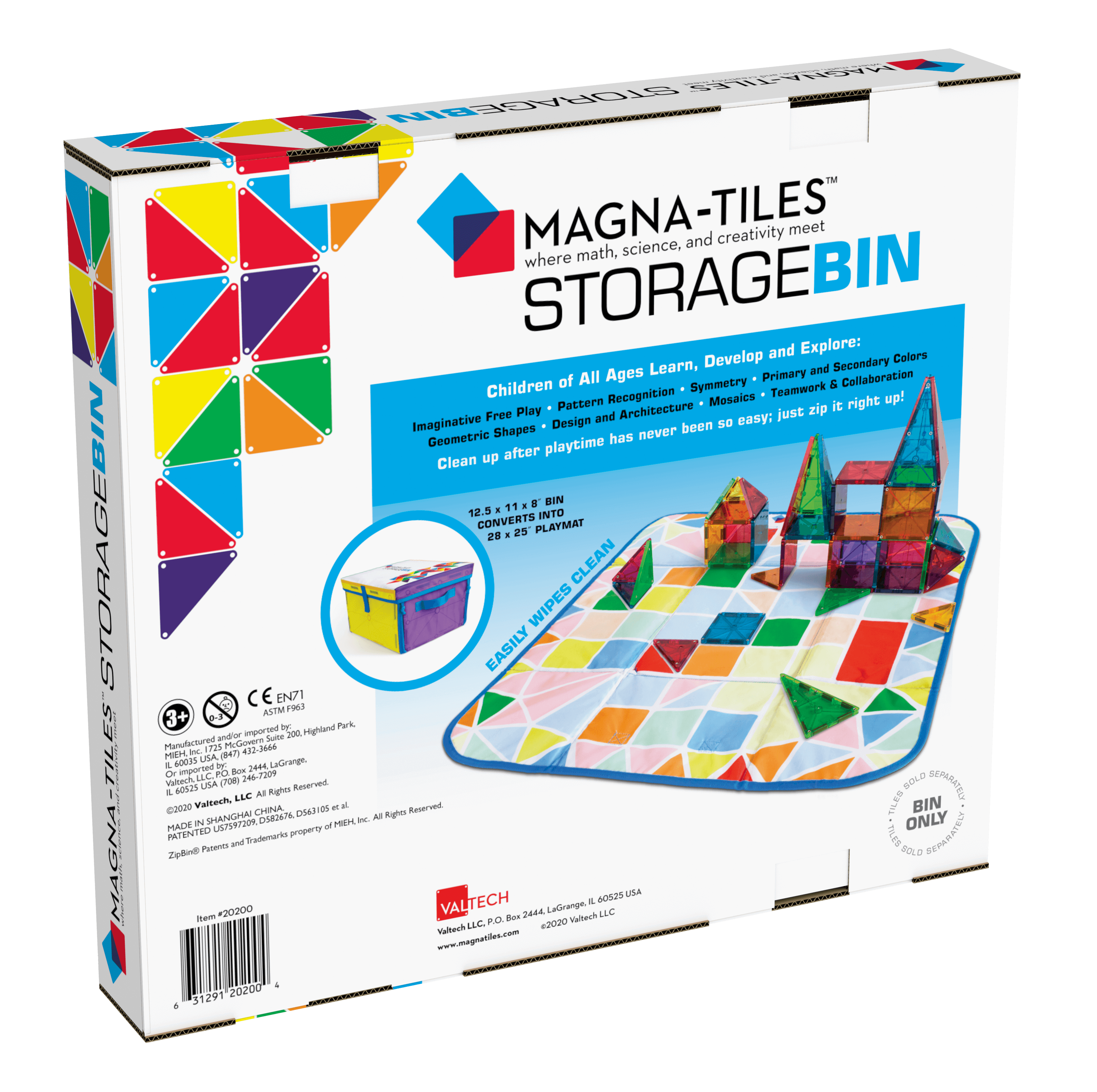 Back Of Magna-Tiles® Storage Bin & Interactive Play-Mat Case Box