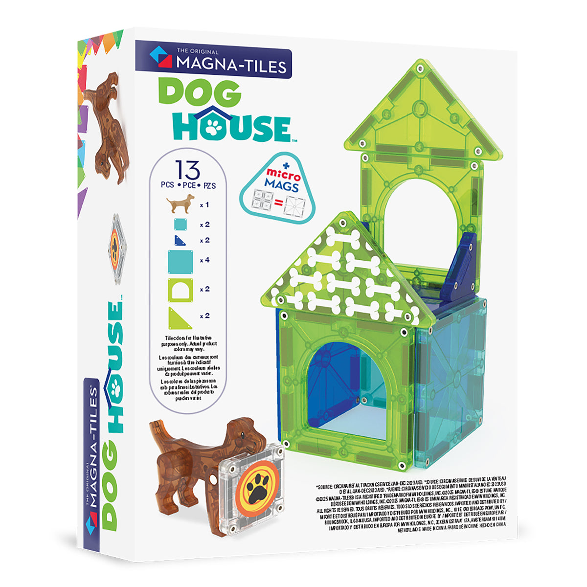 Dog Fun Tile MAGNA-TILES® Dog House 13-Piece Set – Magnetic Building Toy – MAGNA TILES
