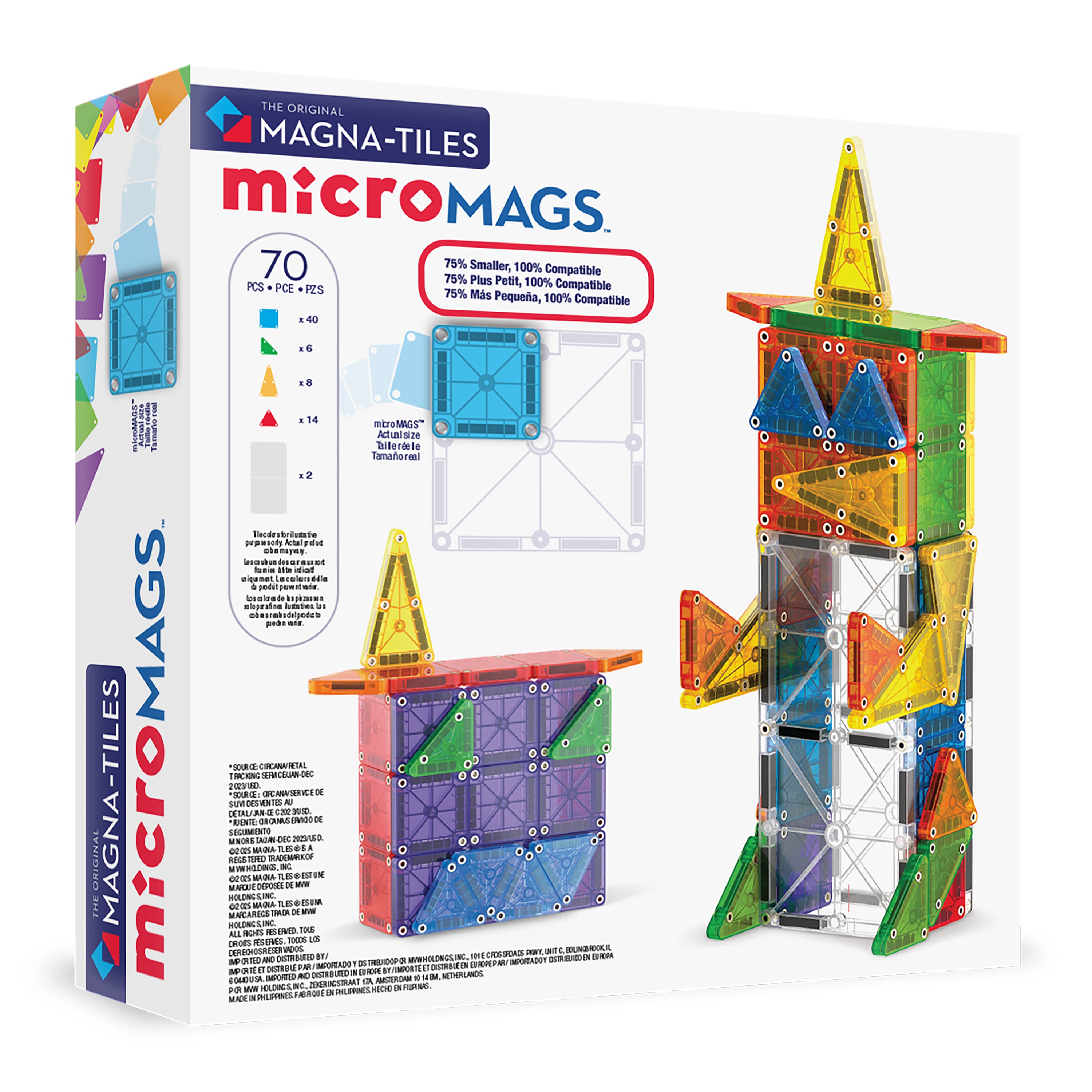MAGNA-TILES® Micromags 70-Piece Set – Magnetic Building