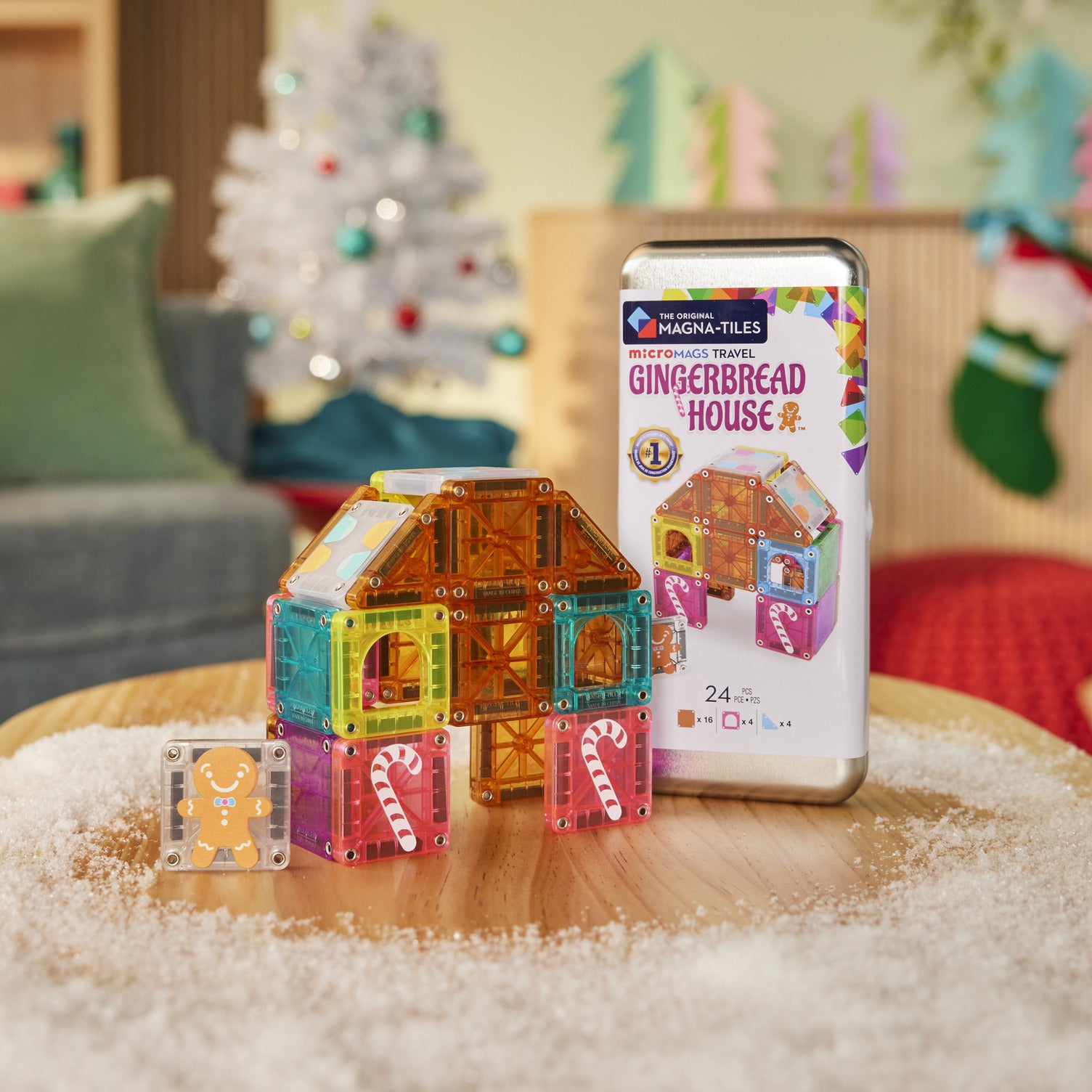 microMAGS Gingerbread House 24 Piece Travel Set – MAGNA TILES
