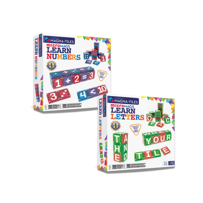 Front view of The LEARN Series Bundle showing LEARN Numbers and LEARN Letters boxes with sample tiles on white background