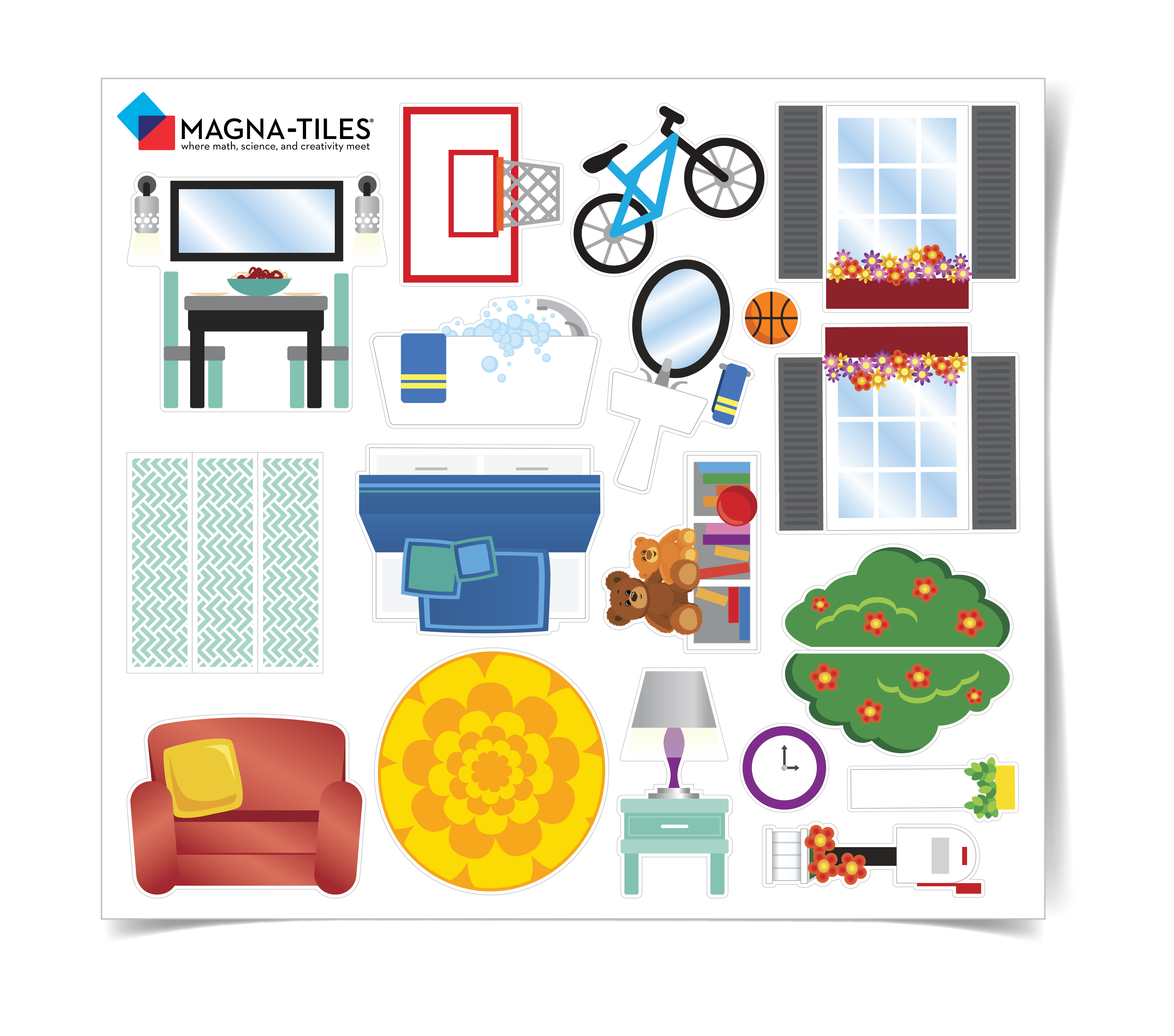 Reusable stickers for MAGNA-TILES® House 28-Piece Set