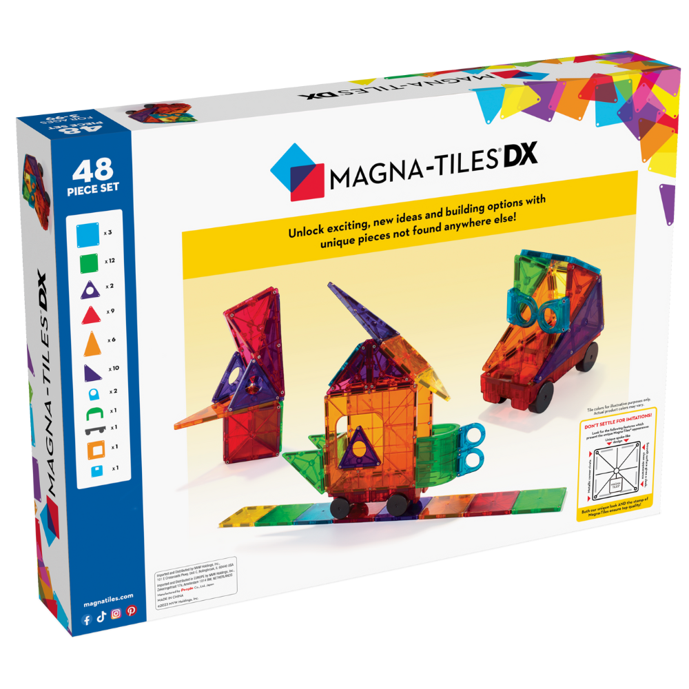 MAGNA-TILES® DX 48-Piece Magnetic Construction Set with FREE Storage Bin, MindWare