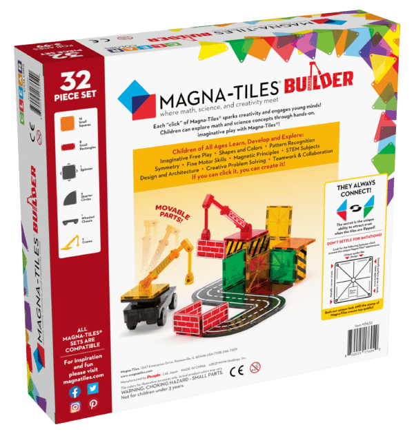 Back of MAGNA-TILES® Builder 32-Piece Set package