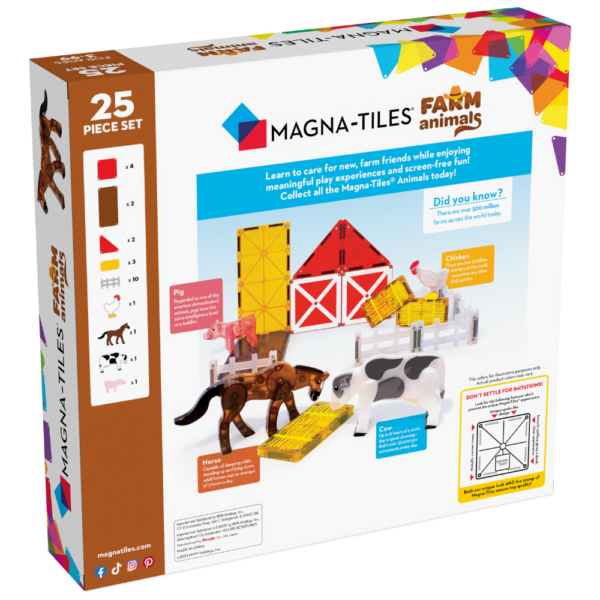 Back of MAGNA-TILES® Farm Animals 25-Piece Set package