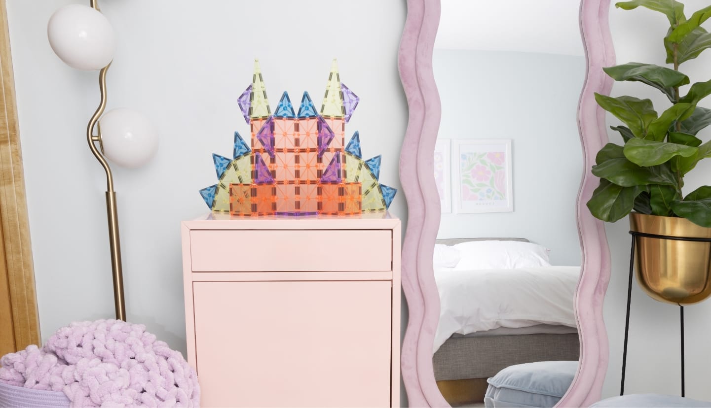 A room scene containing the MAGNA-TILES® Color Shop PASTEL 20-Piece Set