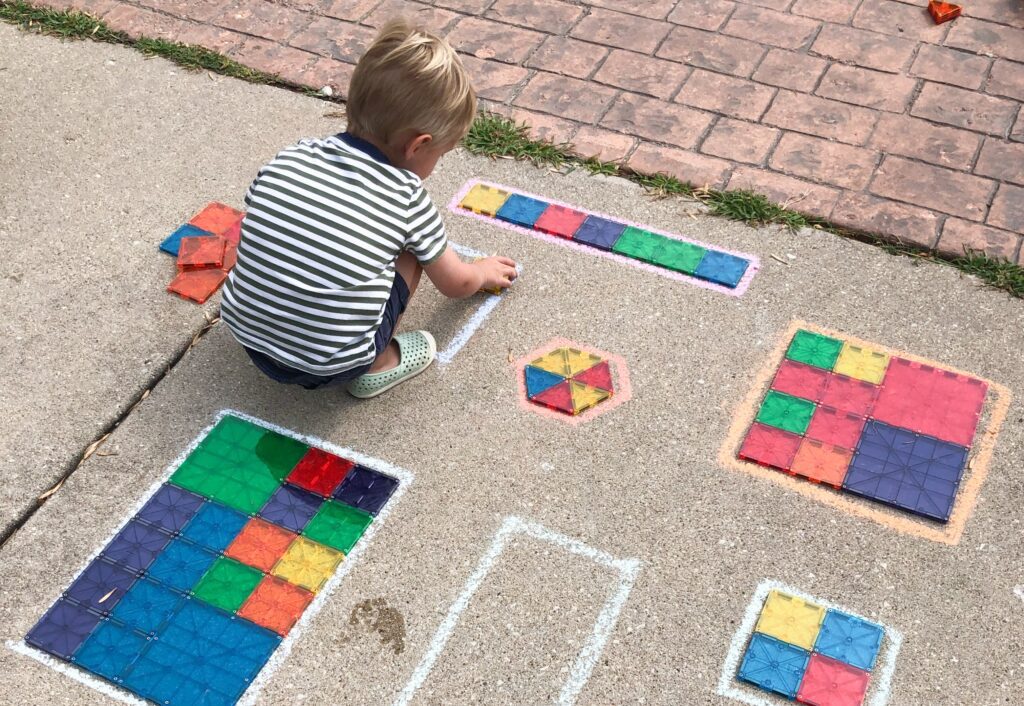 Outdoor play with MAGNA-TILES pieces